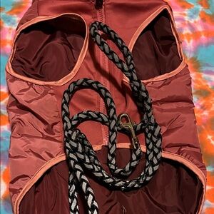 Dog Harness Coat Vest with Black & White Rope Leash